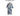 Blue and beige floral dress with size chart on a white background